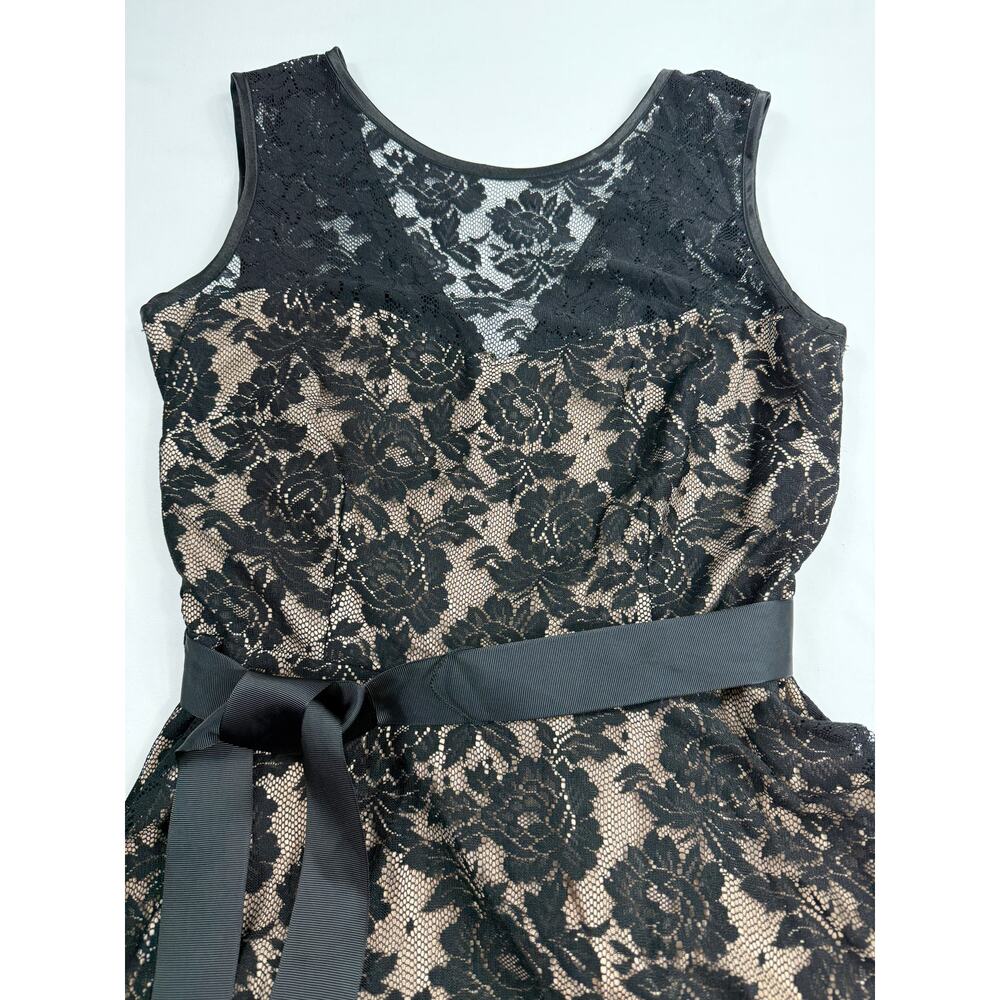 Betsy & Adam (B&A) Black Lace Fit and Flare Cocktail Dress sz 10 - Picture 7 of 13